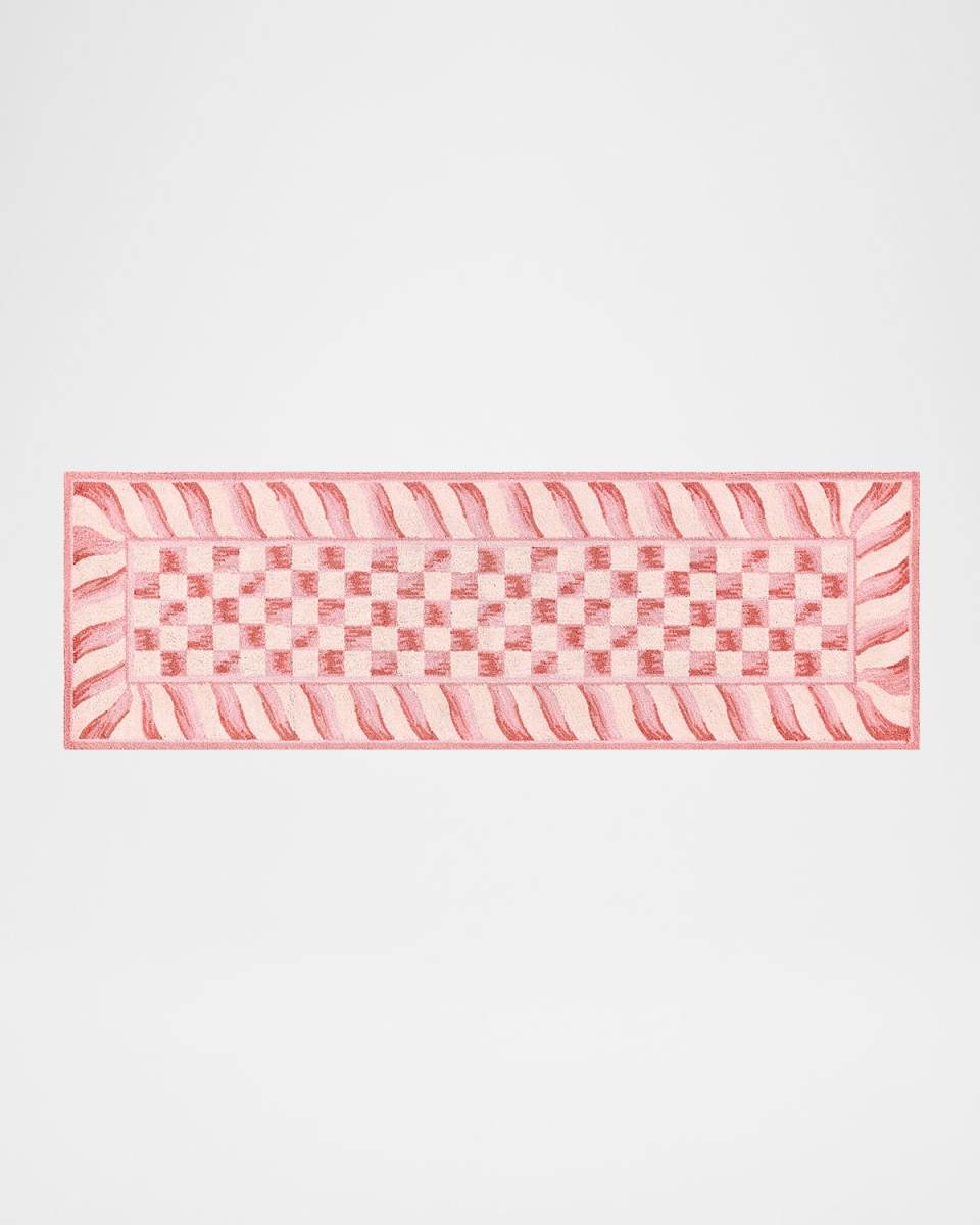 Rosy Check Rug, 2'6" x 8'